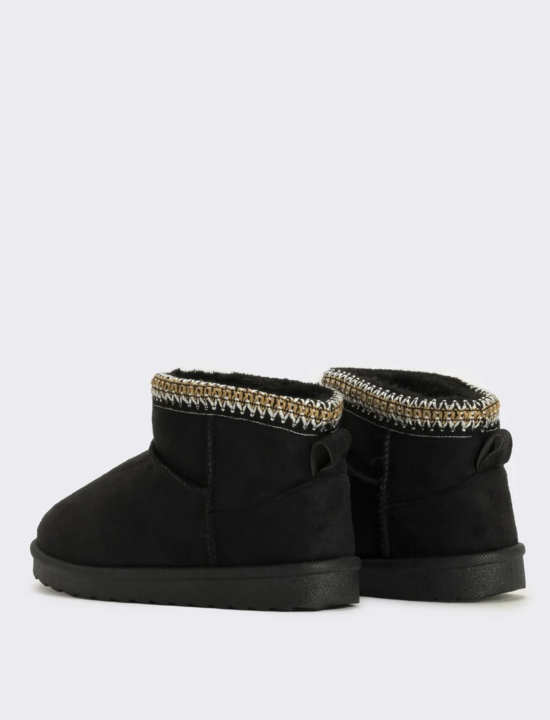 Stivaletto da neve ricamato da bambina - Nero