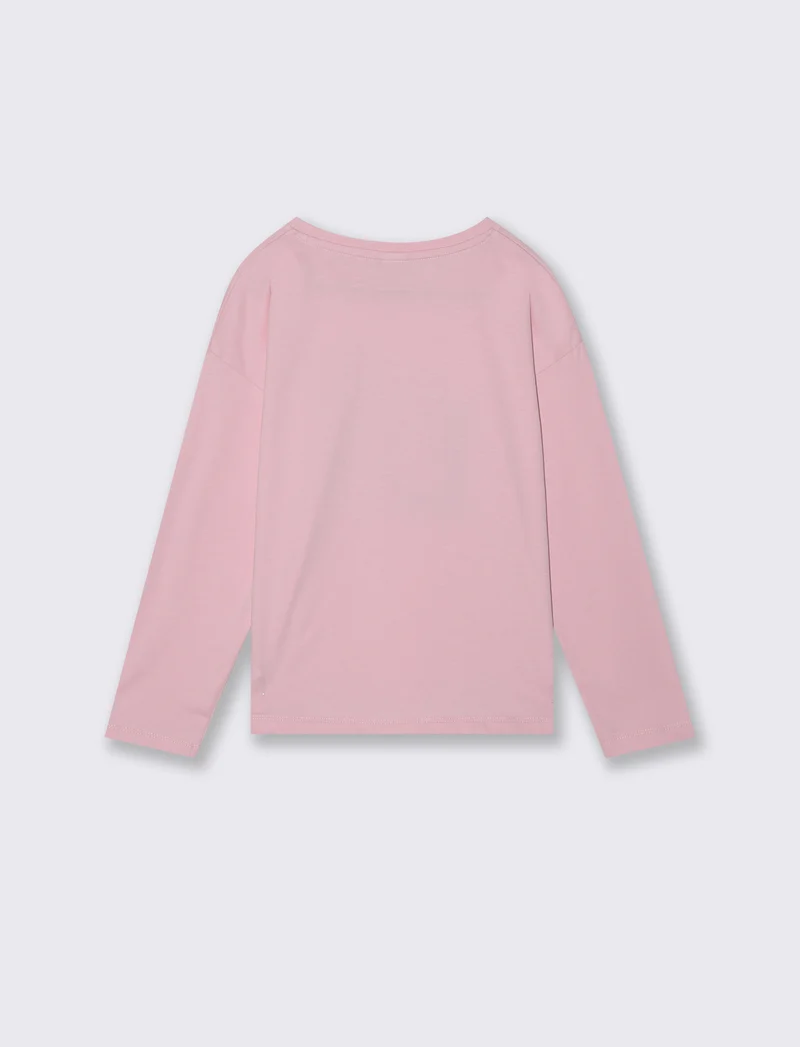 T-shirt manica lunga in cotone per bambina - Rosa