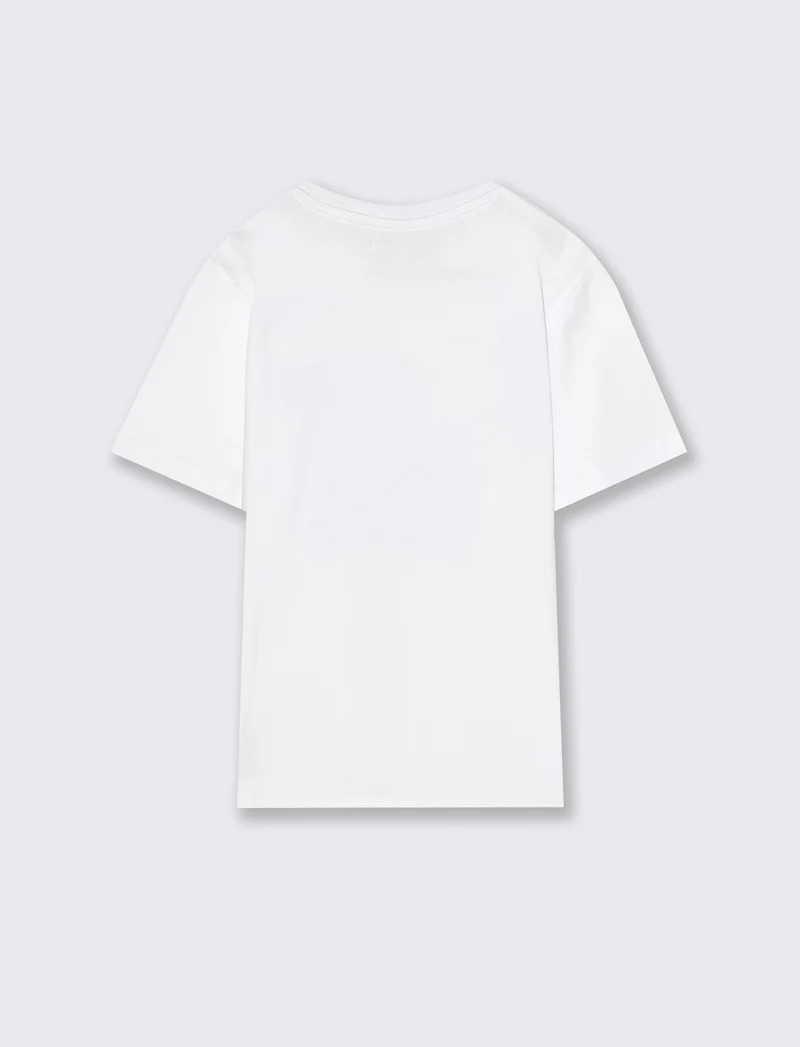 T-shirt estiva in jersey di cotone con stampa - Bianco