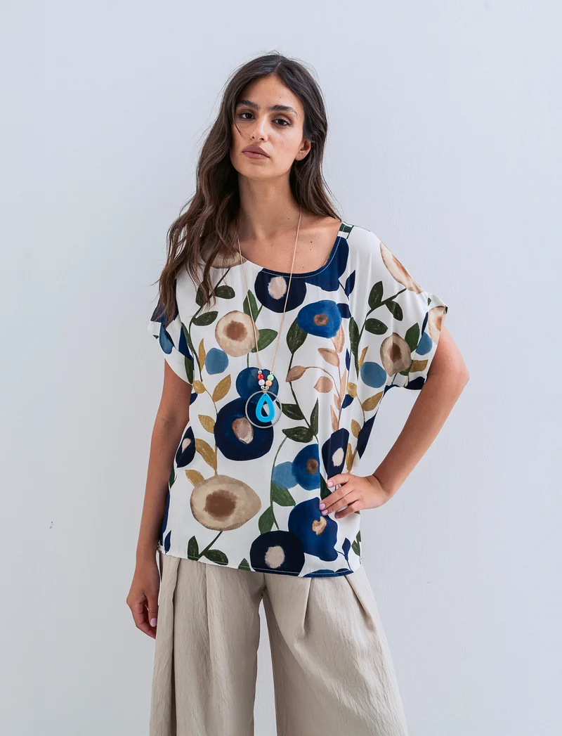 Casacca stampata con collana per donna - Bianco