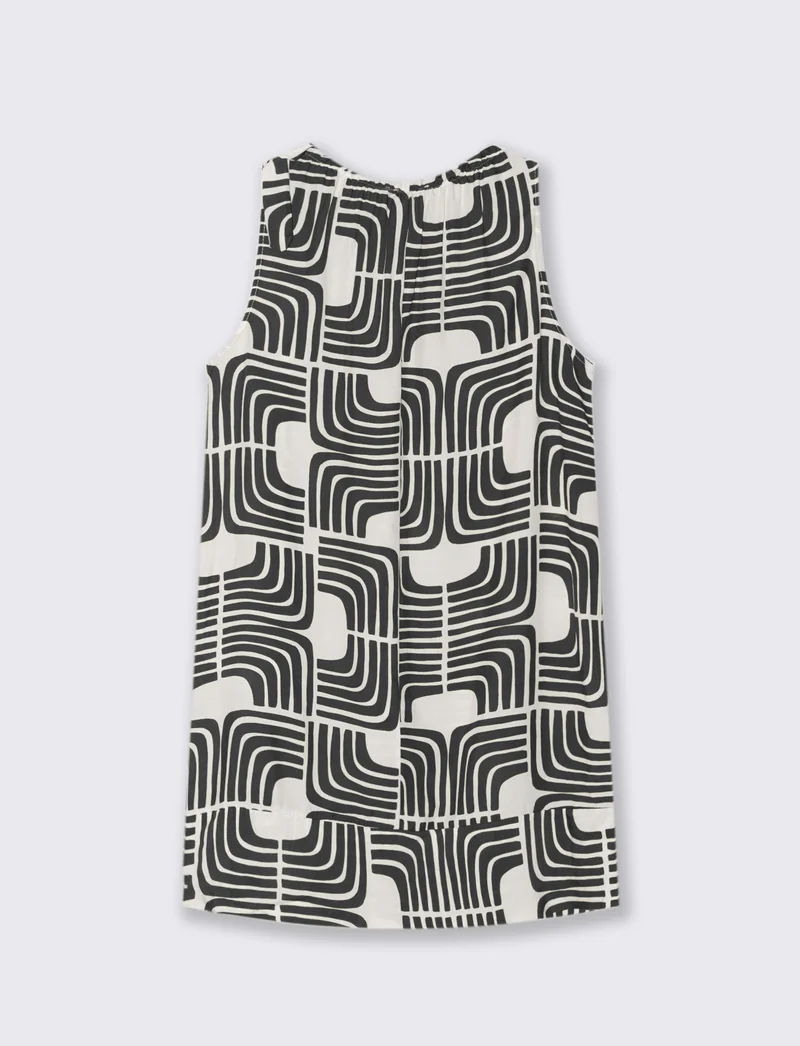 Vestito in viscosa stampato con arriccio - Nero