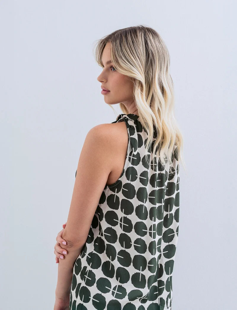 Vestito in viscosa stampato - Verde militare