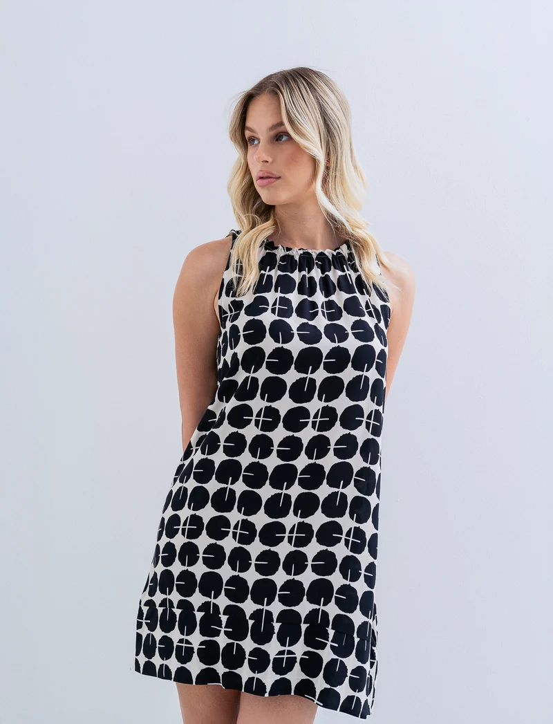 Vestito in viscosa stampato - Nero