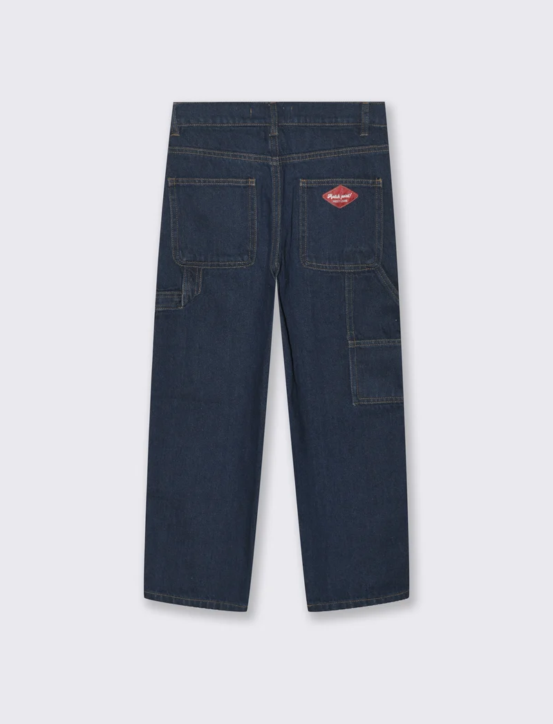 Jeans loose fit in cotone con etichetta - Denim