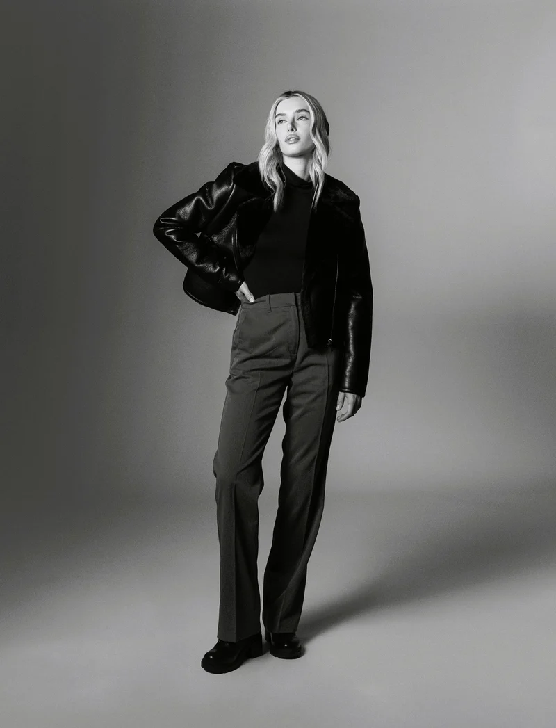 GIUBBOTTO MODELLO CHIODO CON INTERNO IN TESSUTO EFFETTO SHEARLING - Nero