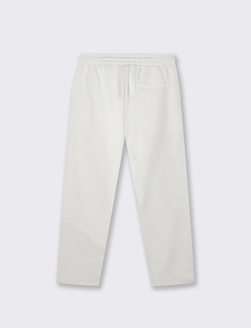 Pantaloni Felpa Jogger con Gamba Dritta - Bianco