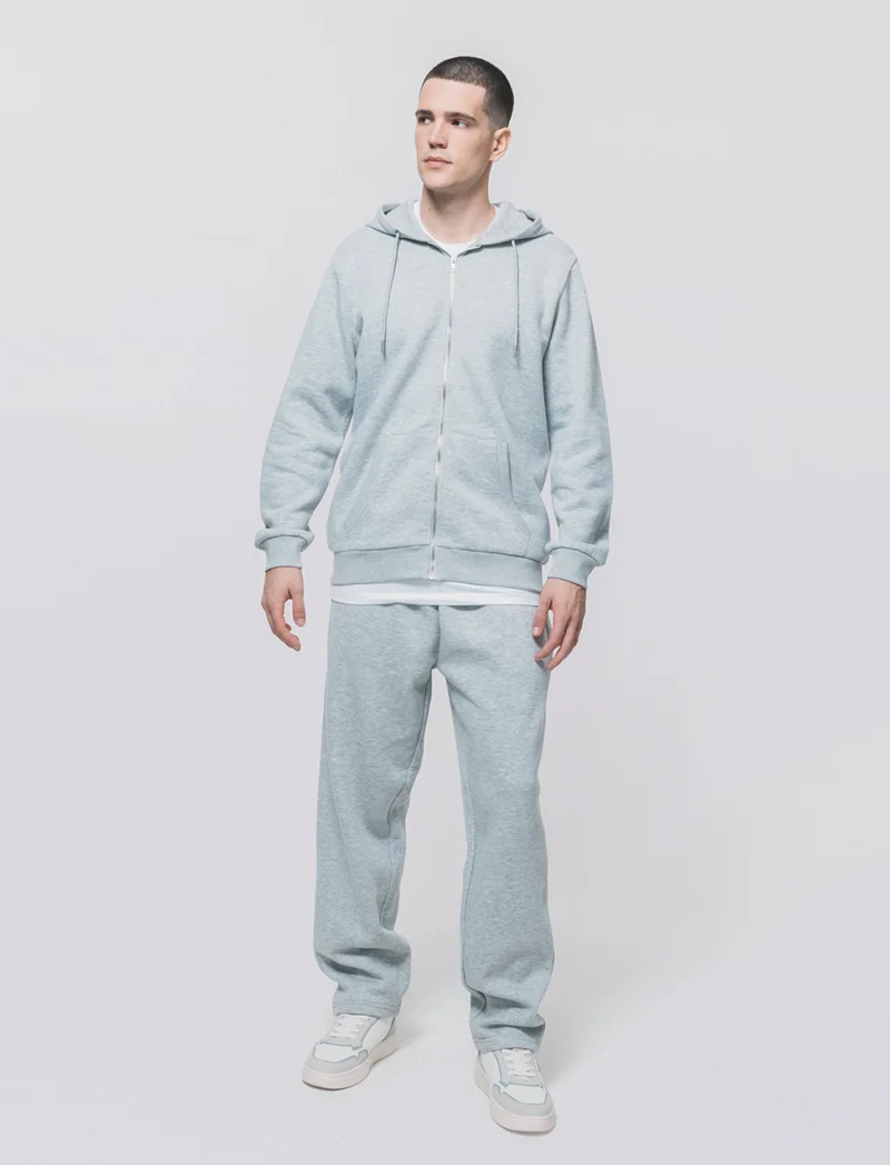 Pantaloni Felpa Jogger con Gamba Dritta - Grigio mel.