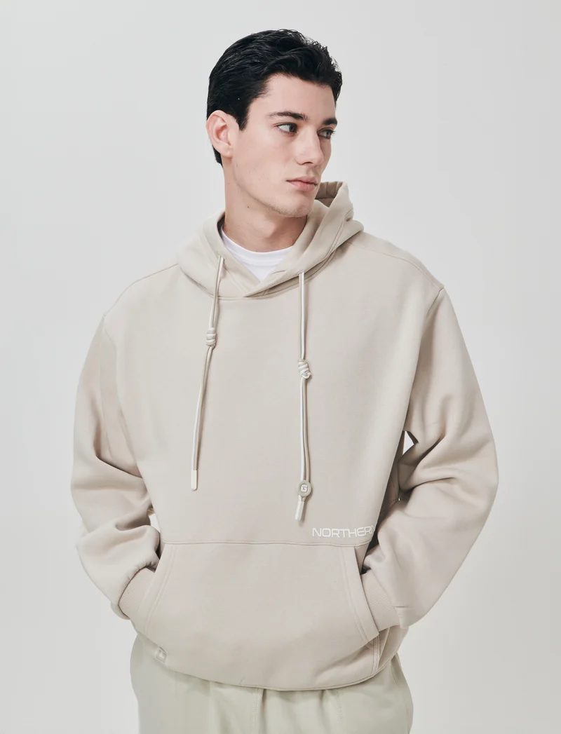 FELPA BOXY FIT CON CAPPUCCIO E STAMPA - Grigio ghiaccio