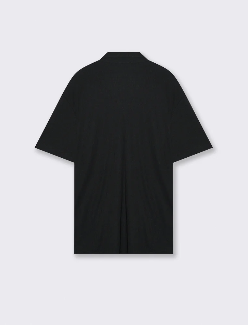 Polo Derby Effetto Maglia a Costine - Nero