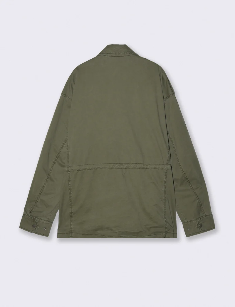 Giacca sahariana in cotone con tasche - Verde militare