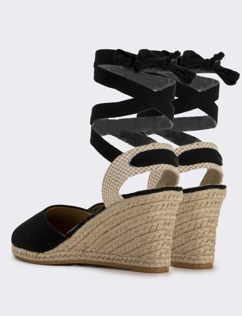 Espadrillas da in tessuto con zeppa - Nero