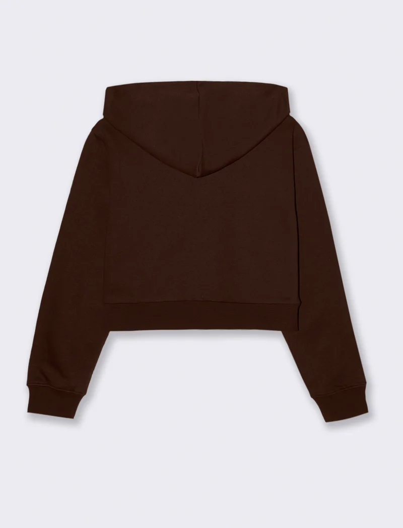 FELPA CROP CON CAPPUCCIO - Moro