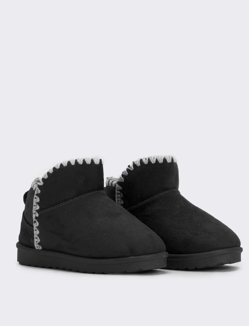 Stivaletto da neve con impunture da bambina - Nero