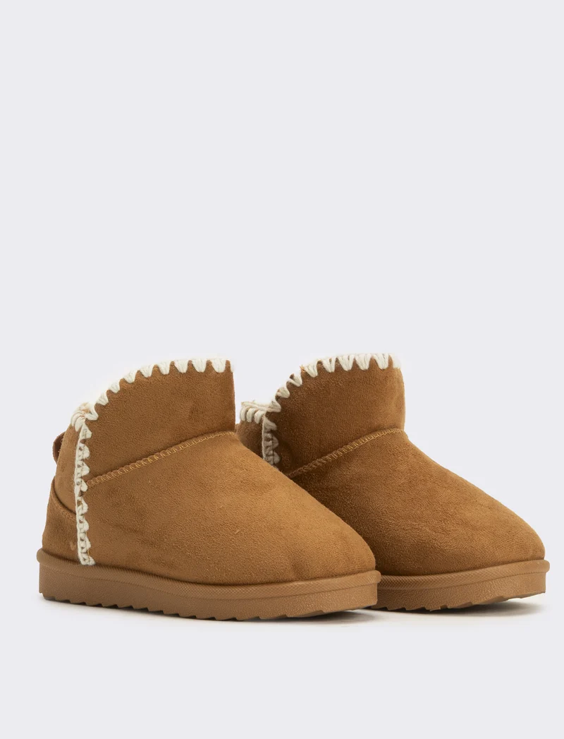 Stivaletto da neve con impunture da bambina - Cammello