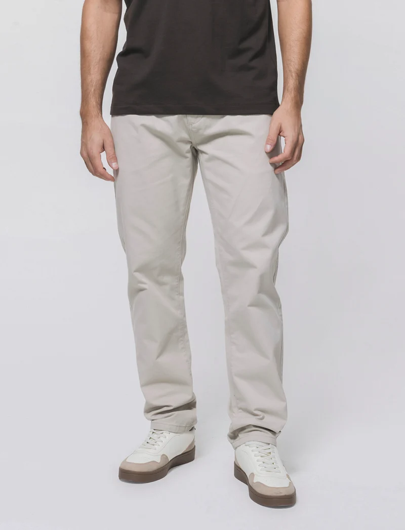 Pantaloni 5 Tasche Regular Fit Cotone - Sabbia