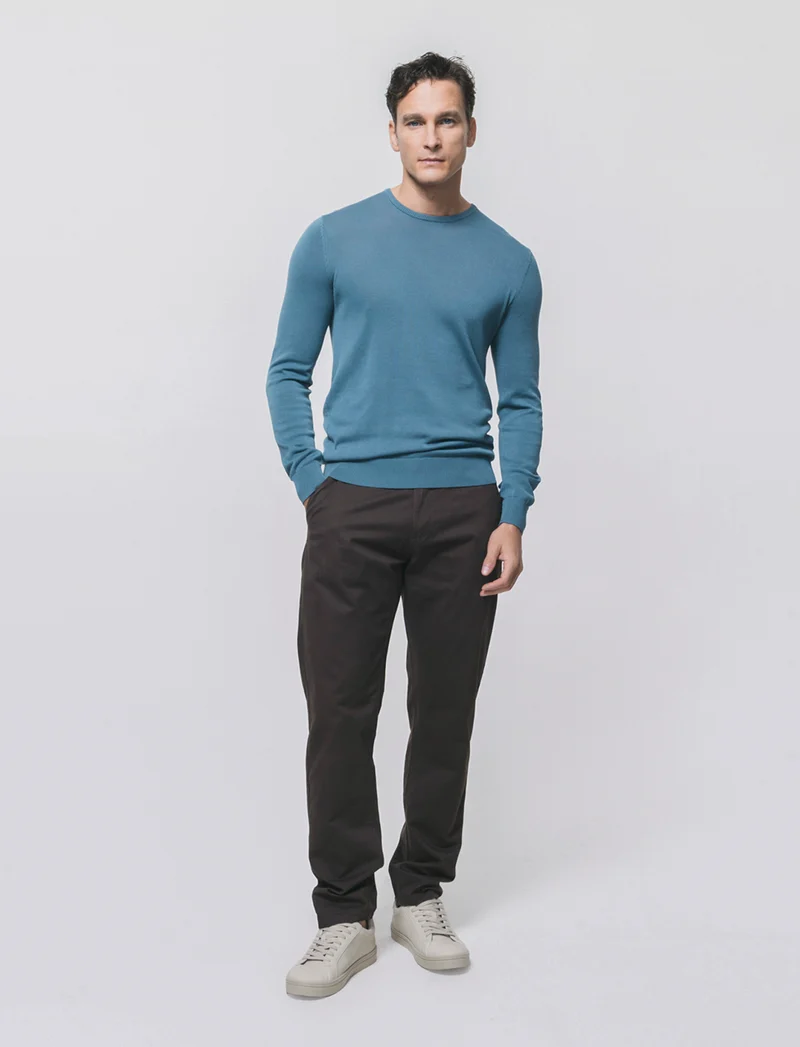 Pantaloni Chino Regular Fit in Cotone - Moro