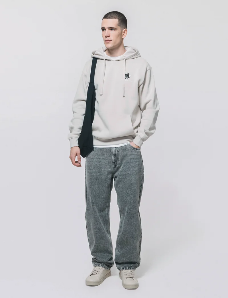 Jeans Baggy Fit Grigio Medio Slavato - Grigio