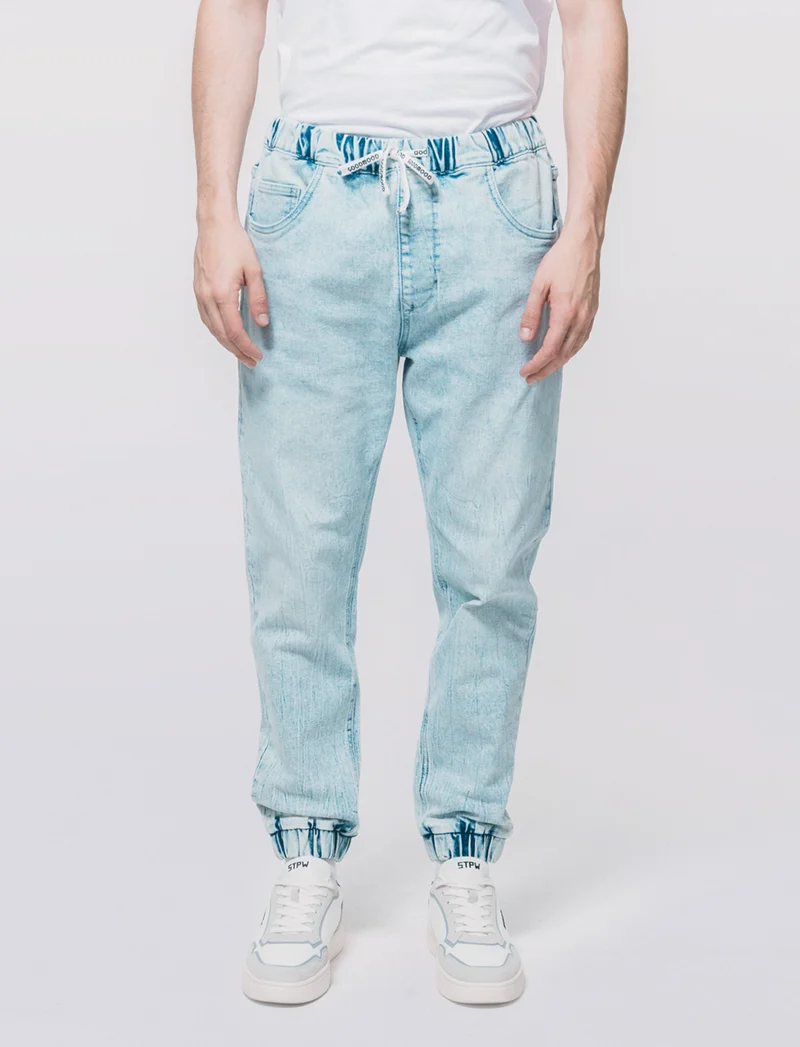 Jeans jogger con vita elasticizzata - Denim chiaro