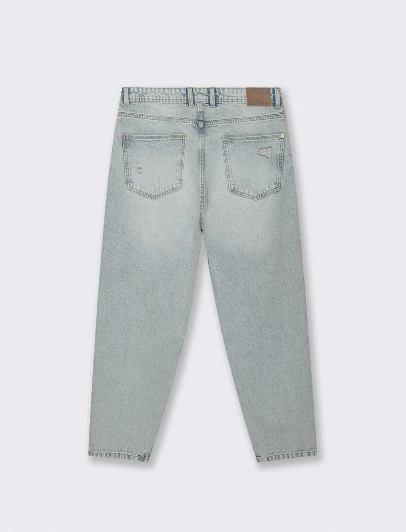 Jeans denim chiaro loose fit con strappi - Denim chiaro