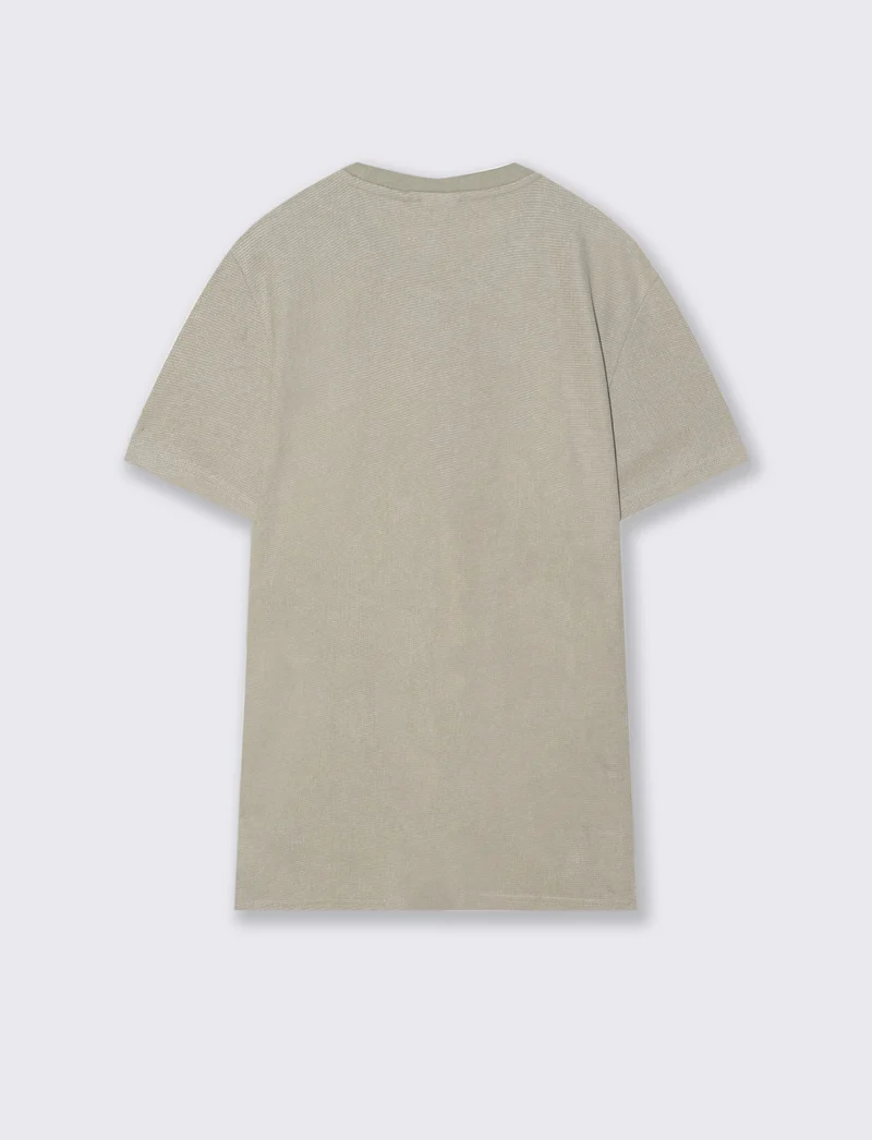 T-shirt Waffle Regular Fit Maniche Corte - Grigio stone