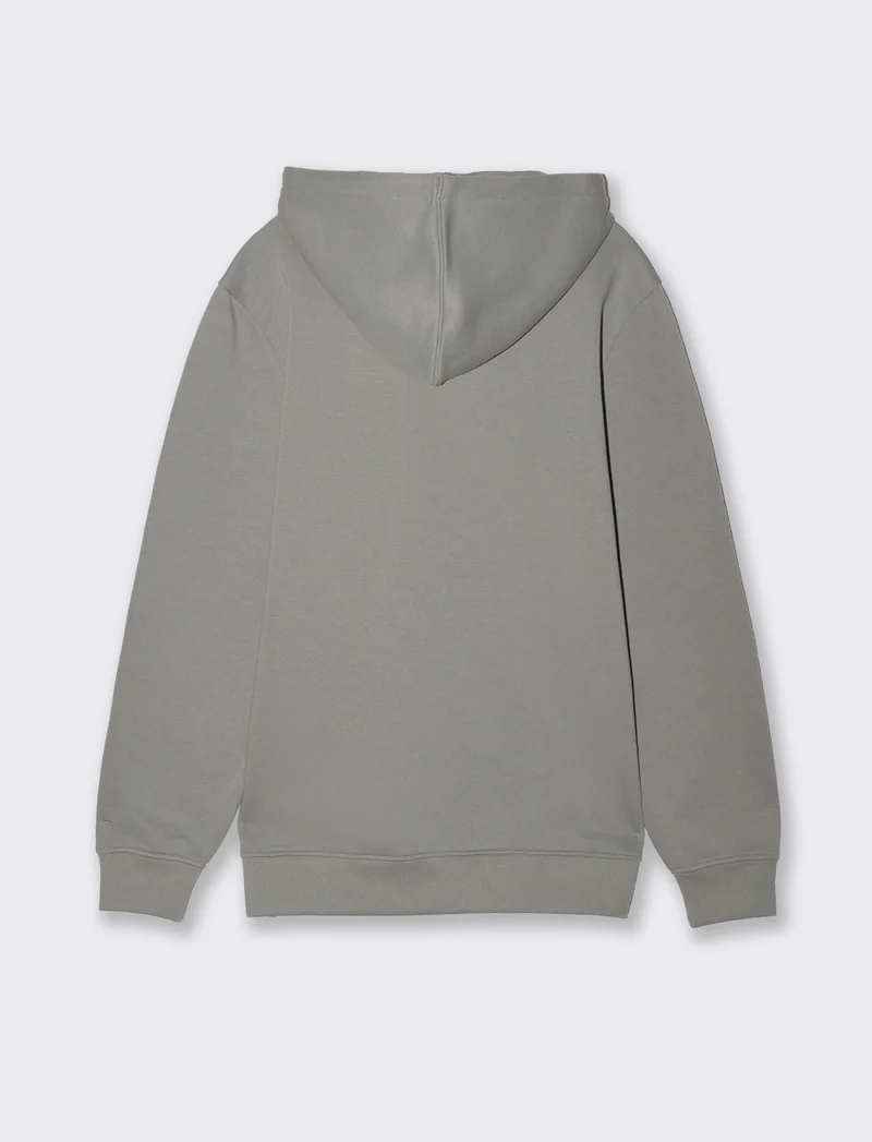 Felpa basic con cappuccio e tasca marsupio - Grigio