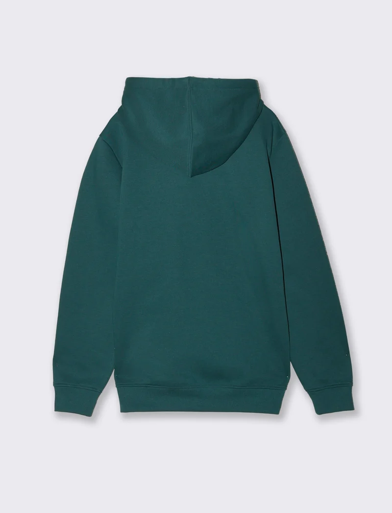 Felpa basic con cappuccio e tasca marsupio - Verde petrolio