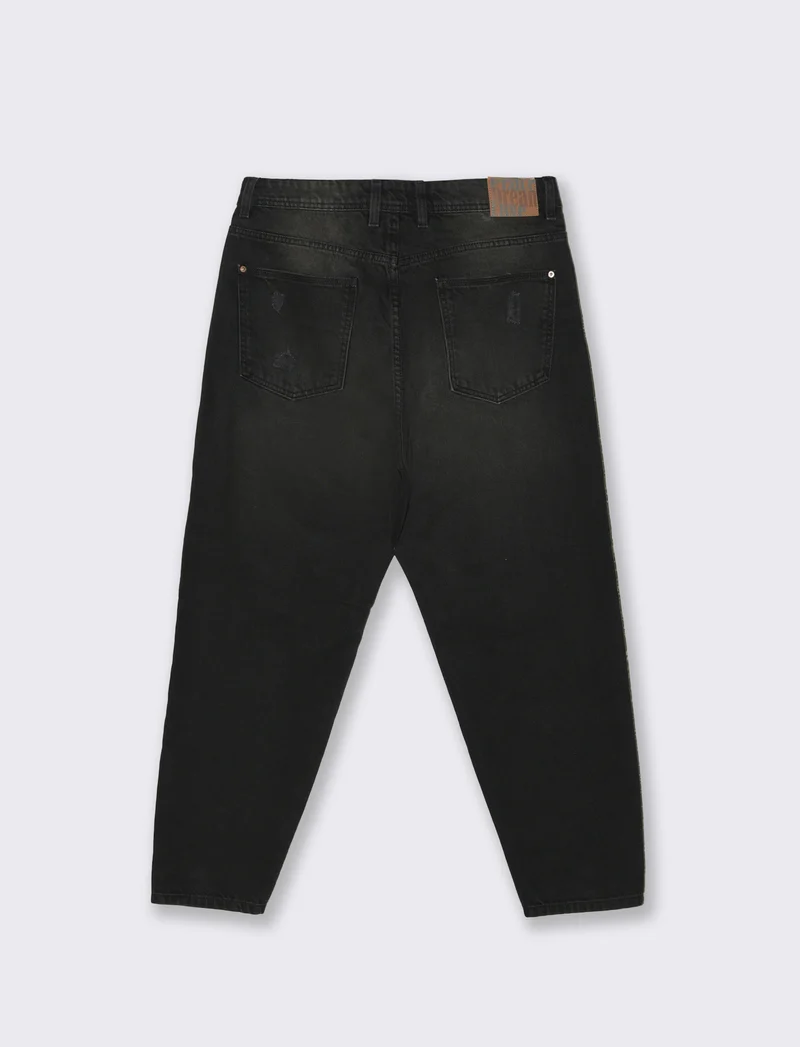 Jeans nero loose fit con strappi - Nero