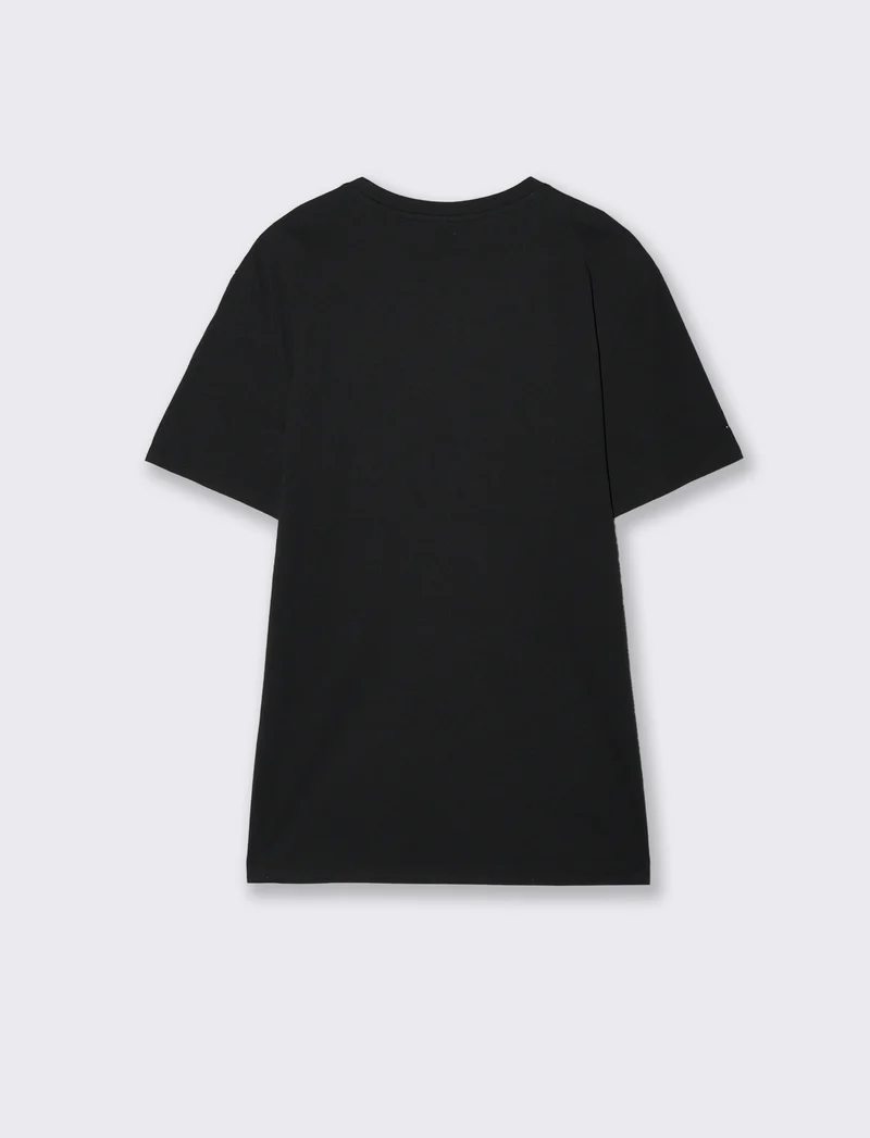 T-shirt girocollo in cotone regular fit - Nero