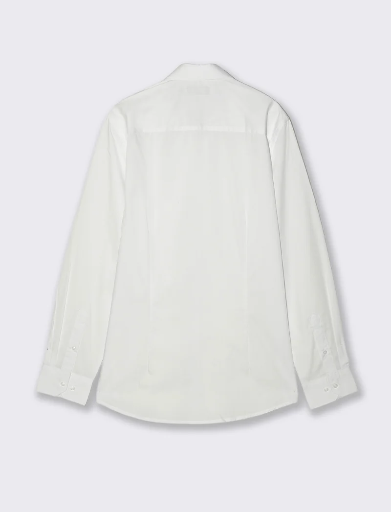 Camicia Regular Fit Easy Iron Unita e Fantasia - Bianco