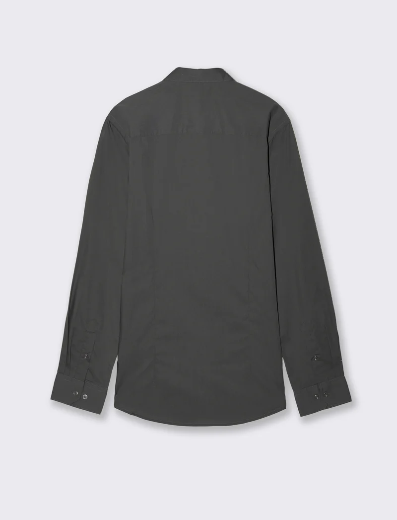 Camicia Slim Fit Easy Iron in Cotone - Grigio piombo