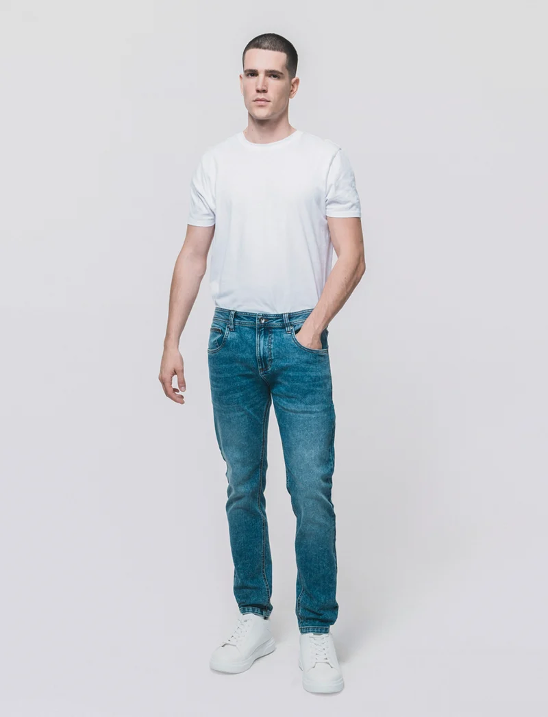 Jeans skinny fit blu medio effetto slavato - Denim