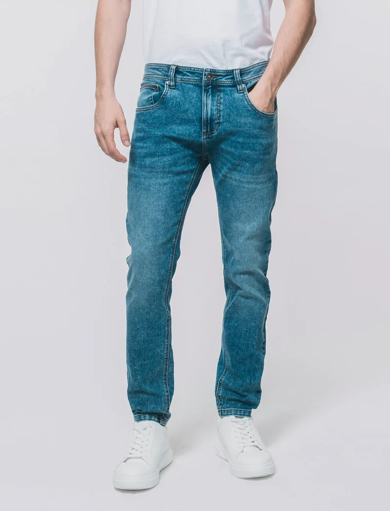 Jeans skinny fit blu medio effetto slavato - Denim