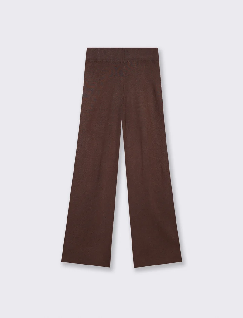 Pantalone in Maglia con Elastico Vita - Marrone