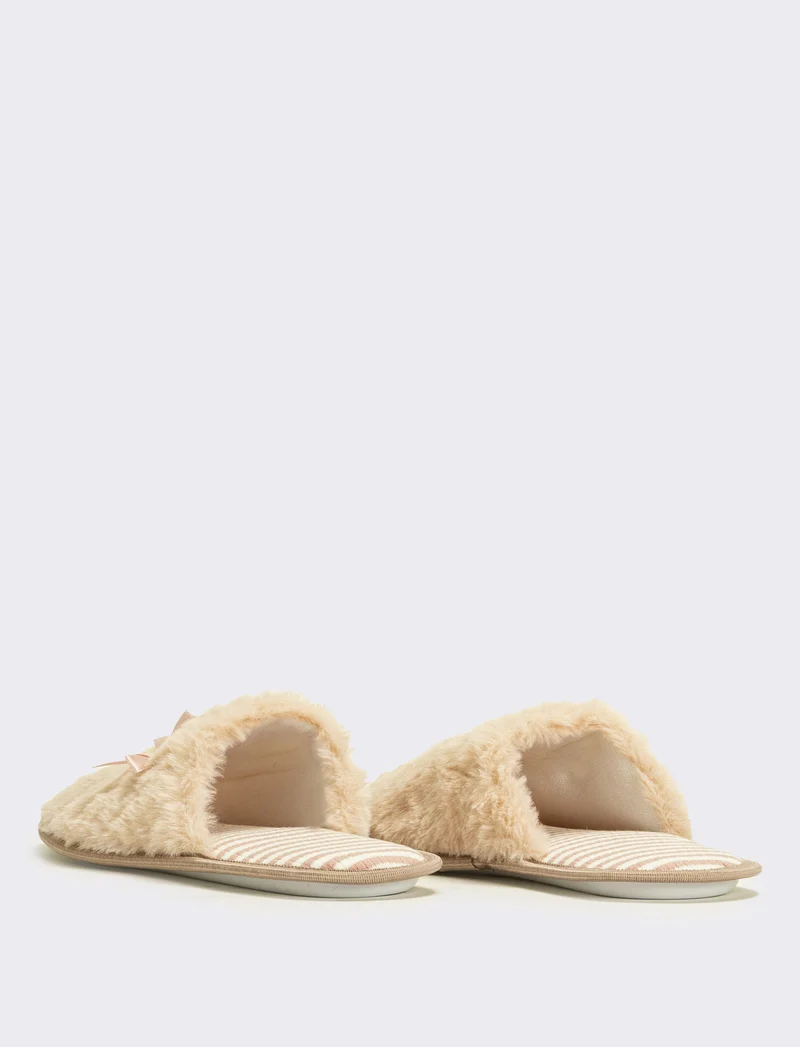 Pantofola donna con fiocco - Beige
