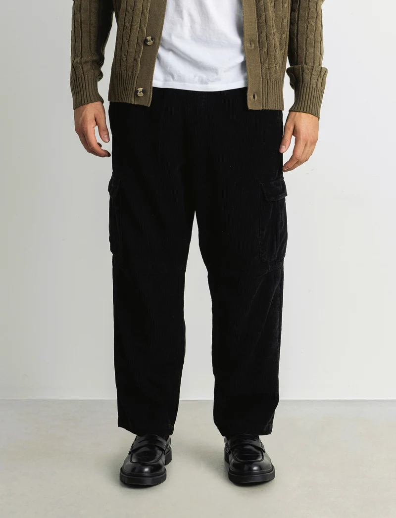 PANTALONI CARGO IN VELLUTO BAGGY CARGO FIT - Nero