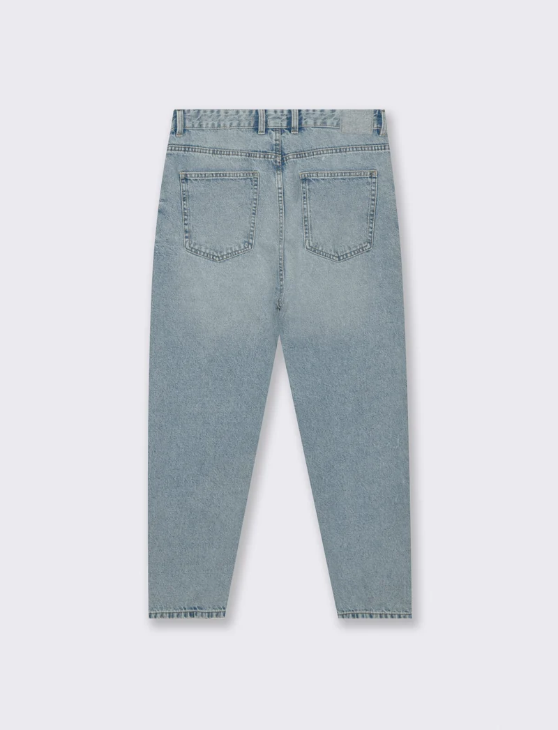 JEANS DENIM CHIARO LOOSE FIT CON ABRASIONI - Denim chiaro