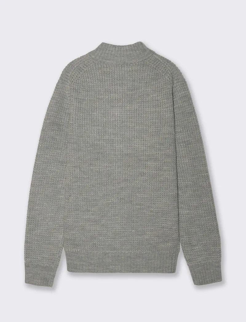MAGLIA CARDIGAN CON CERNIERA - Grigio mel.