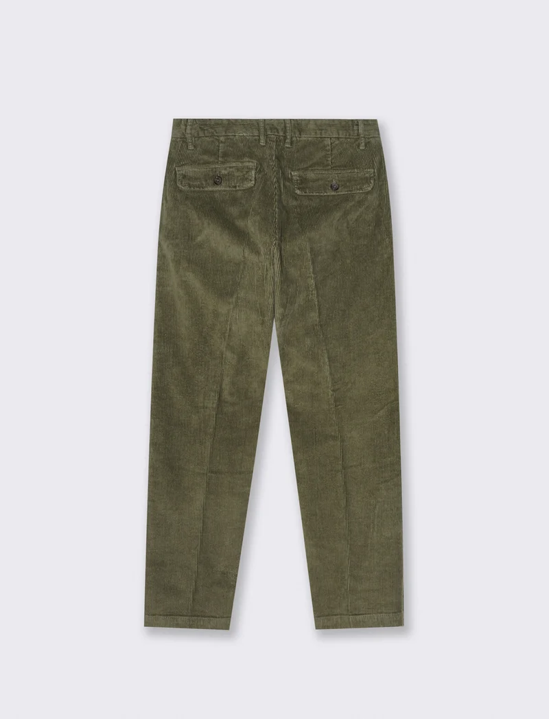 PANTALONI CHINO IN VELLUTO STRAIGHT FIT - Verde oliva