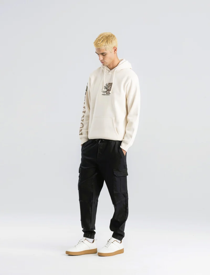 PANTALONI JOGGER CARGO FIT - Nero