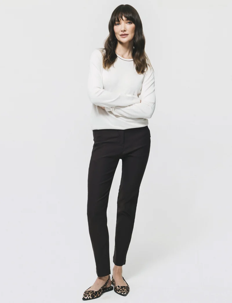 Pantalone Bengalin Skinny Vita Regolare - Moro