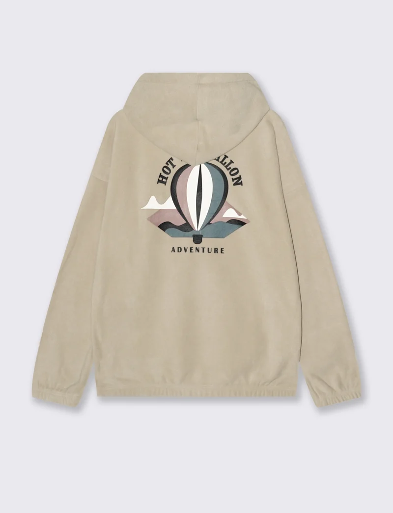 FELPA CON CAPPUCCIO IN PILE - Beige