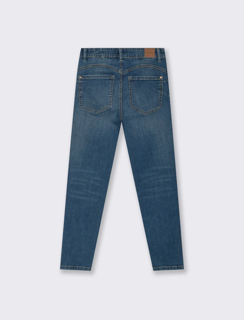 Jeans Skinny Push Up Vita Alta 5 Tasche - Denim