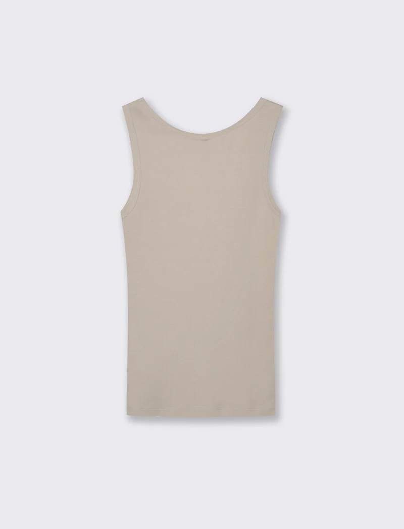 Canottiera Basica Scollo Madonna Skinny - Beige grano
