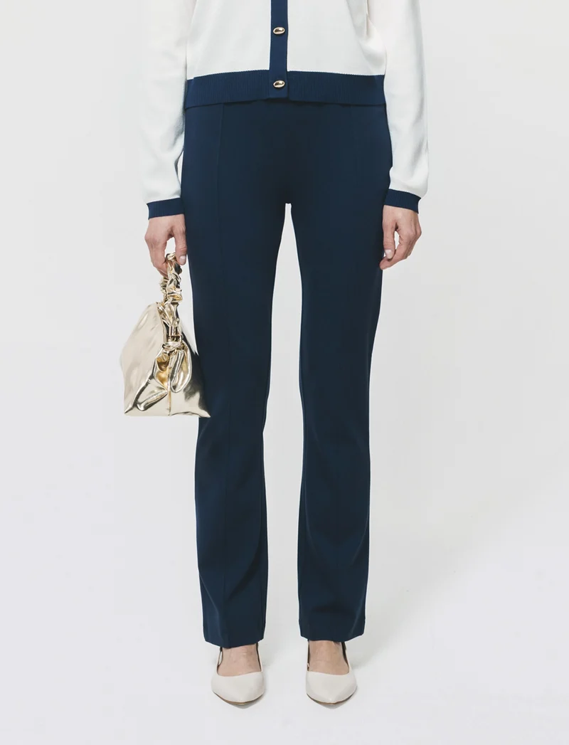 Pantalone Basico con Banda Elastica - Blu