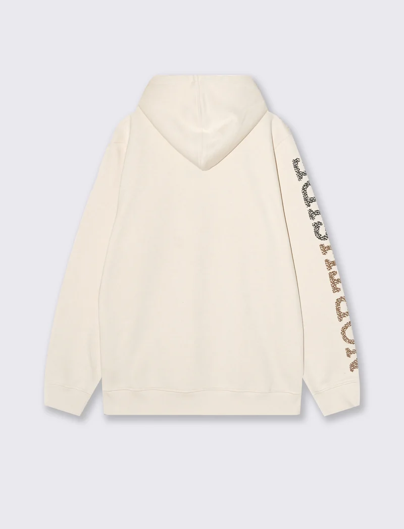 FELPA CON CAPPUCCIO E STAMPA - Beige