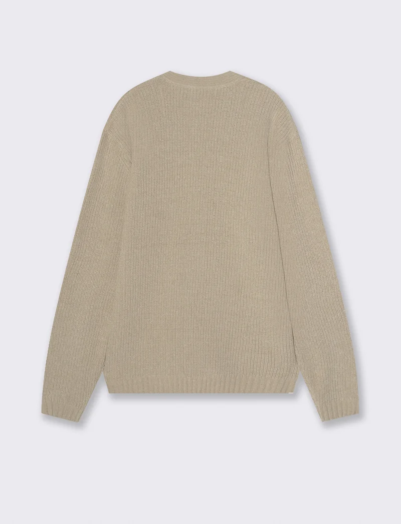 MAGLIA CARDIGAN IN CINIGLIA A COSTE - Beige