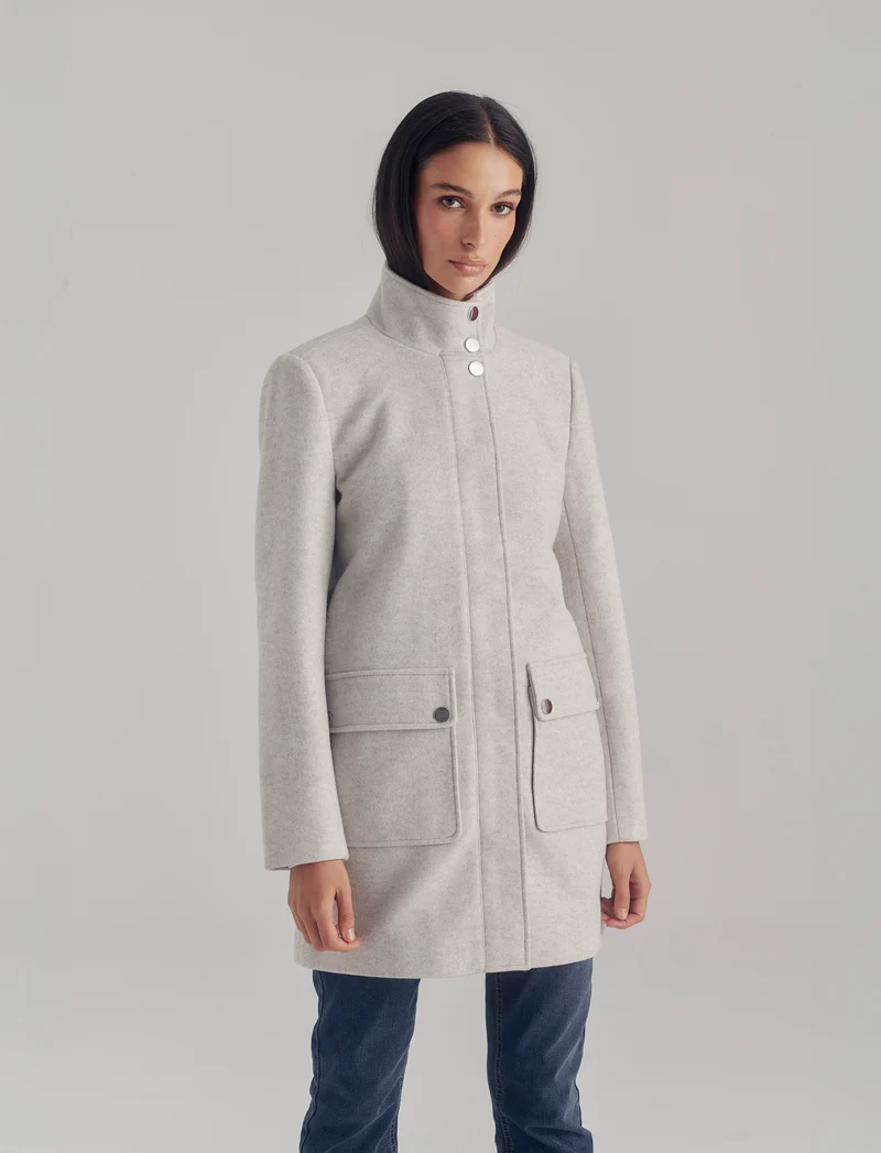CAPPOTTO COLLO ALTO - Bianco gesso