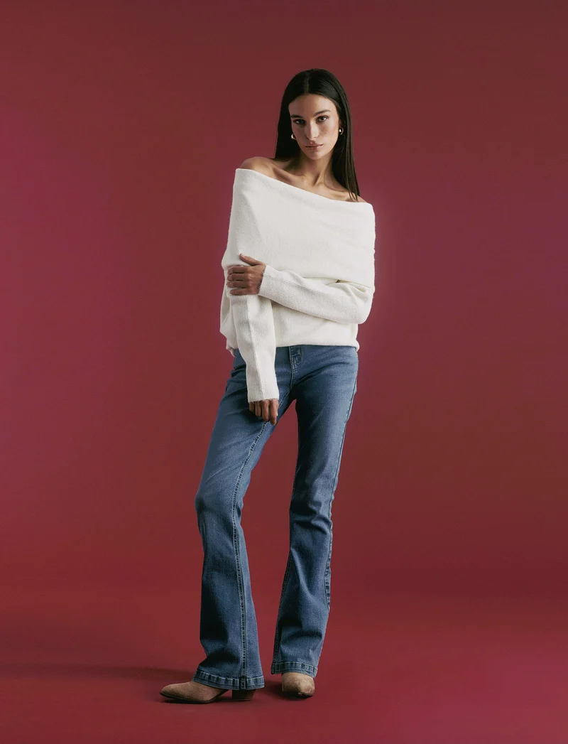 PULLOVER OFFSHOULDER - Avorio