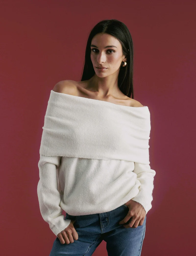 PULLOVER OFFSHOULDER - Avorio
