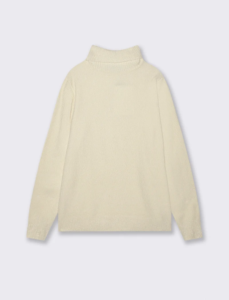 MAGLIA COLLO ALTO IN CINIGLIA - Beige ecru